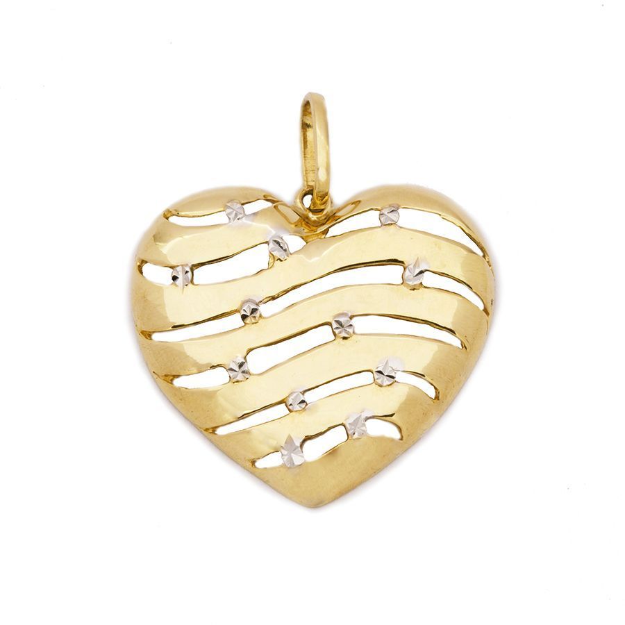 Pingente Cora��o Onda em Ouro 18 Kilates - 21201